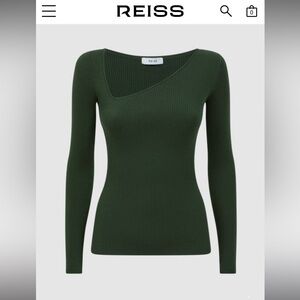 REISS SASHA
FITTED RIBBED ASYMMETRIC NECK T-SHIRT